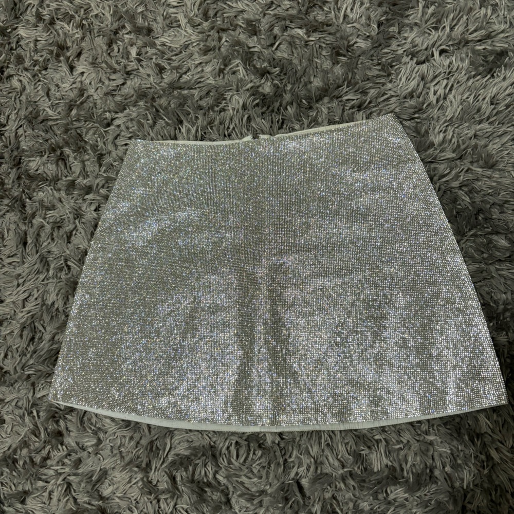 Silver rhinestone mini skirt